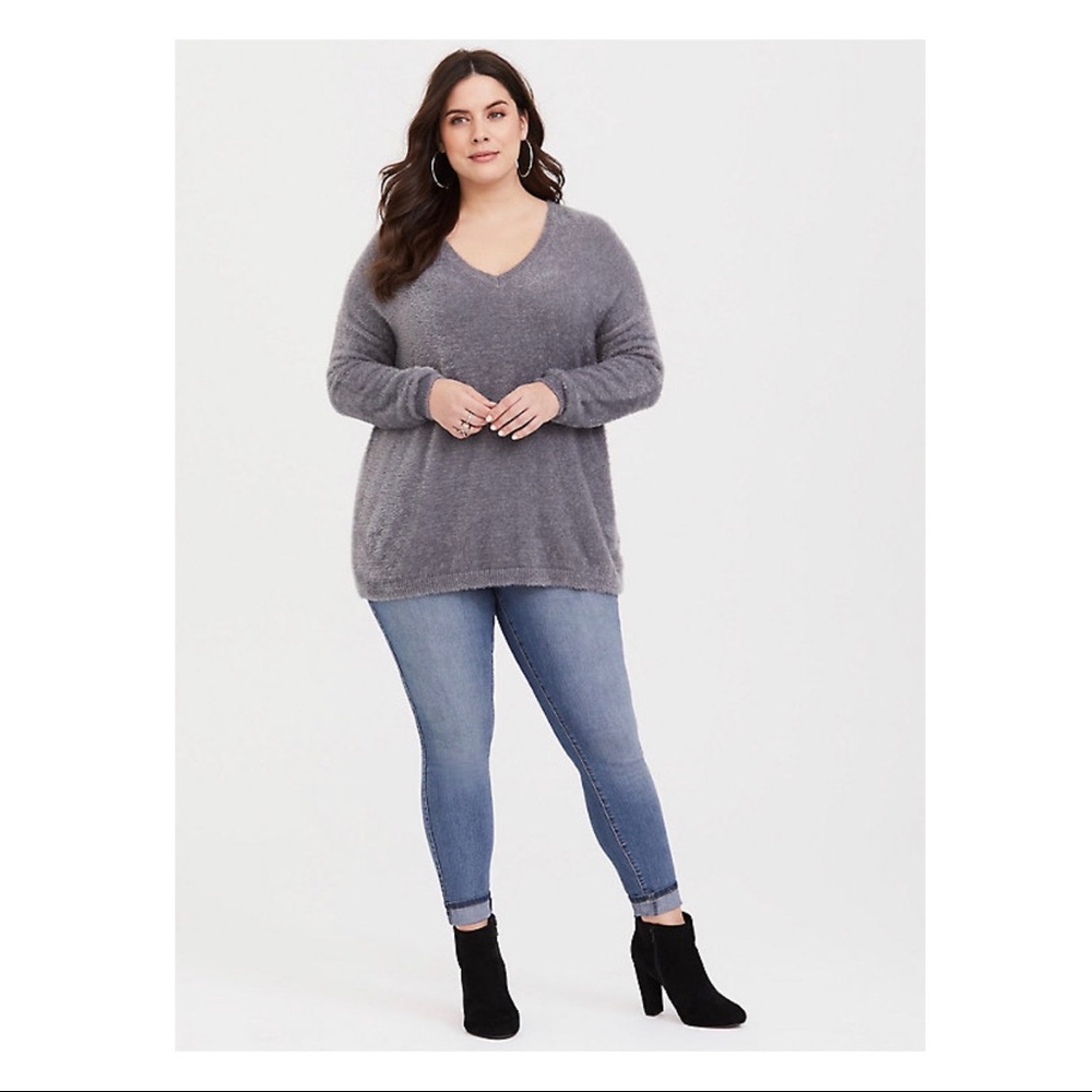 Grey Fuzzy Tunic Sweater